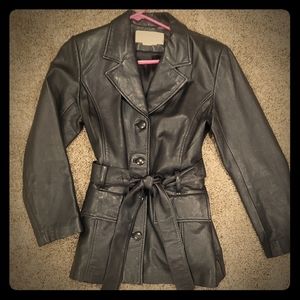 Margaret Godfrey leather coat